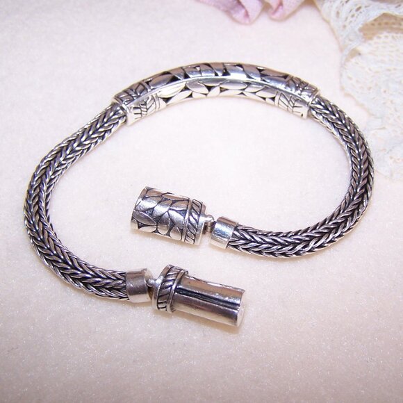 ATI ID Sterling Silver 5mm Wheat Chain Bracelet - 7" to 7.25" | Cut Leaf Front - Picture 9 of 12